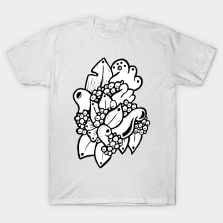 Abstract Flower Shapes Doodle Art T-Shirt